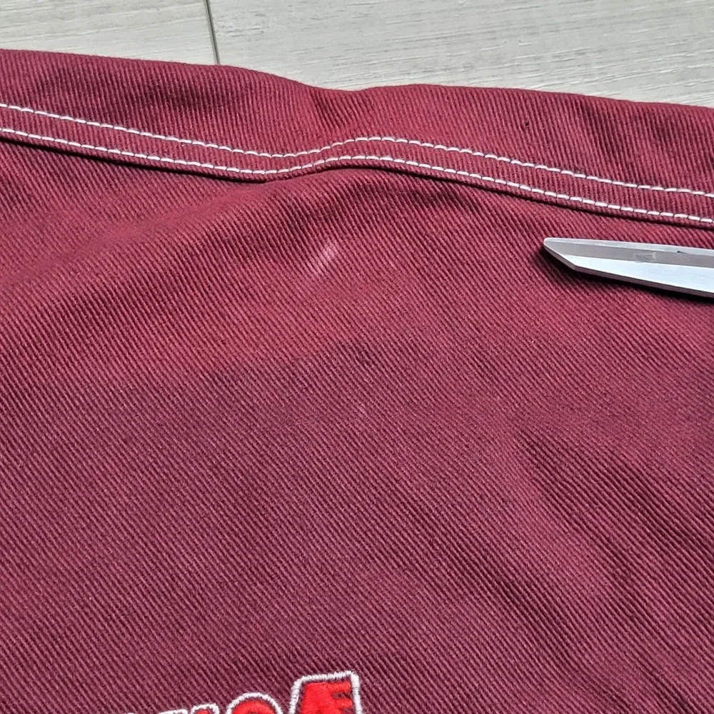 Vintage 90s NAVE Denim Jacket Vest Mens XL Burgundy Maroon Streetwear Made USA